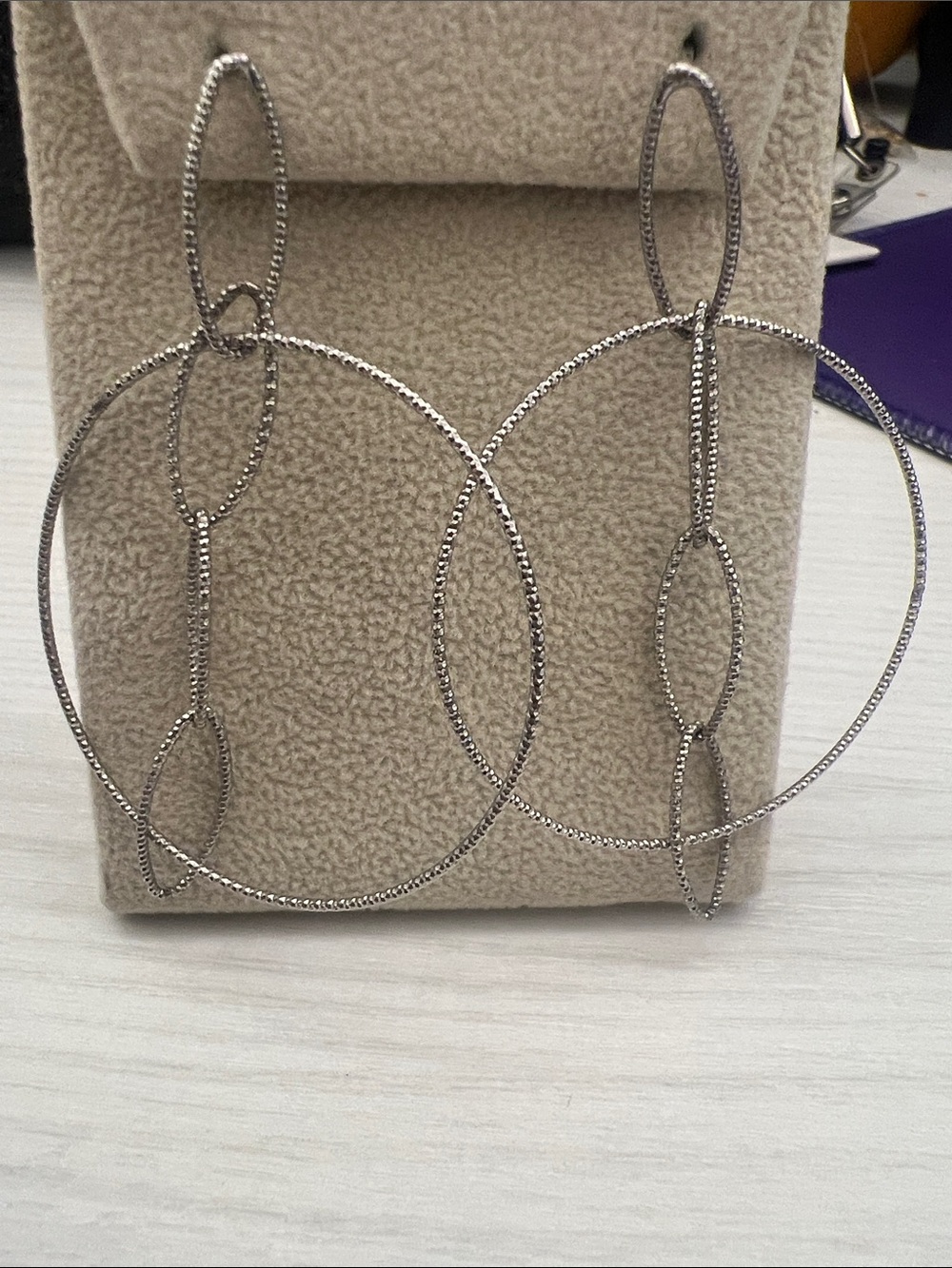Textured Sterling Silver Multi-Hoop Dangle Earrings - Women Jewelry
